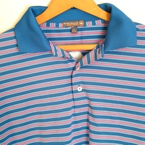 Mint Peter Millar Blue & Pink Striped Large Polo